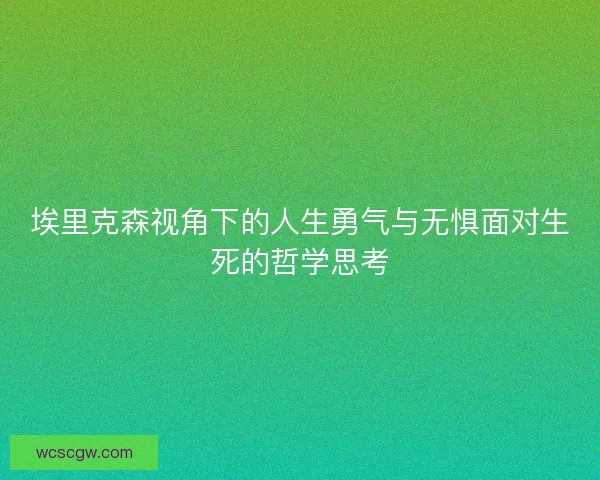 埃里克森视角下的人生勇气与无惧面对生死的哲学思考