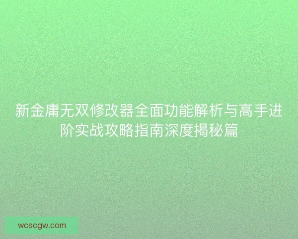 新金庸无双修改器全面功能解析与高手进阶实战攻略指南深度揭秘篇